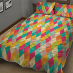 Retro Harlequin Pattern Print Quilt Bed Set