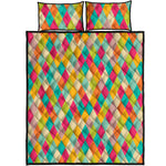 Retro Harlequin Pattern Print Quilt Bed Set