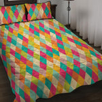 Retro Harlequin Pattern Print Quilt Bed Set