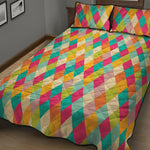 Retro Harlequin Pattern Print Quilt Bed Set