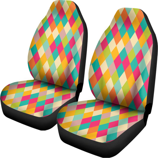 Retro Harlequin Pattern Print Universal Fit Car Seat Covers