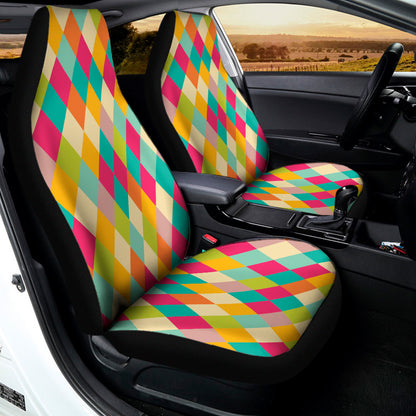 Retro Harlequin Pattern Print Universal Fit Car Seat Covers