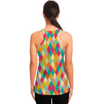 Retro Harlequin Pattern Print Women's Racerback Tank Top
