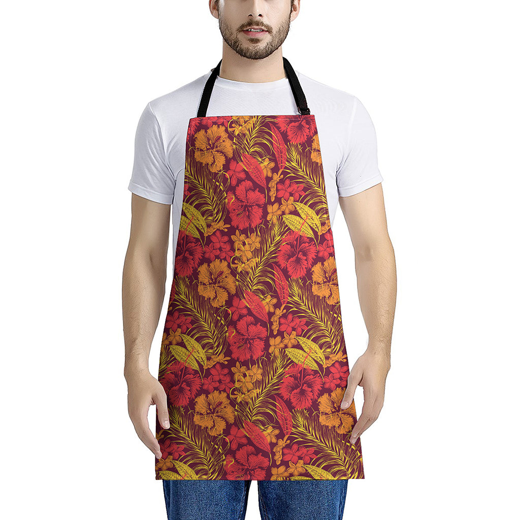 Retro Hawaiian Tropical Floral Print Apron