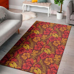 Retro Hawaiian Tropical Floral Print Area Rug