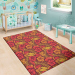 Retro Hawaiian Tropical Floral Print Area Rug