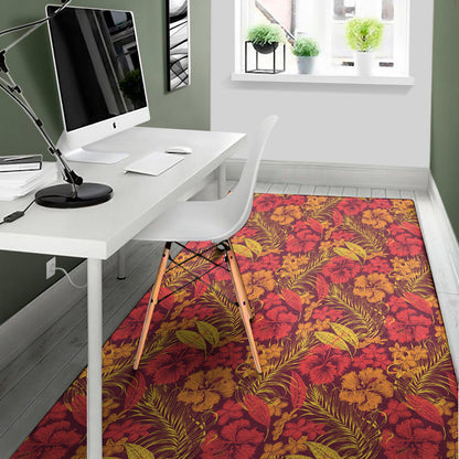 Retro Hawaiian Tropical Floral Print Area Rug