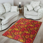 Retro Hawaiian Tropical Floral Print Area Rug