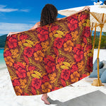 Retro Hawaiian Tropical Floral Print Beach Sarong Wrap