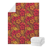 Retro Hawaiian Tropical Floral Print Blanket