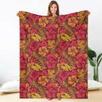 Retro Hawaiian Tropical Floral Print Blanket