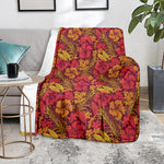 Retro Hawaiian Tropical Floral Print Blanket