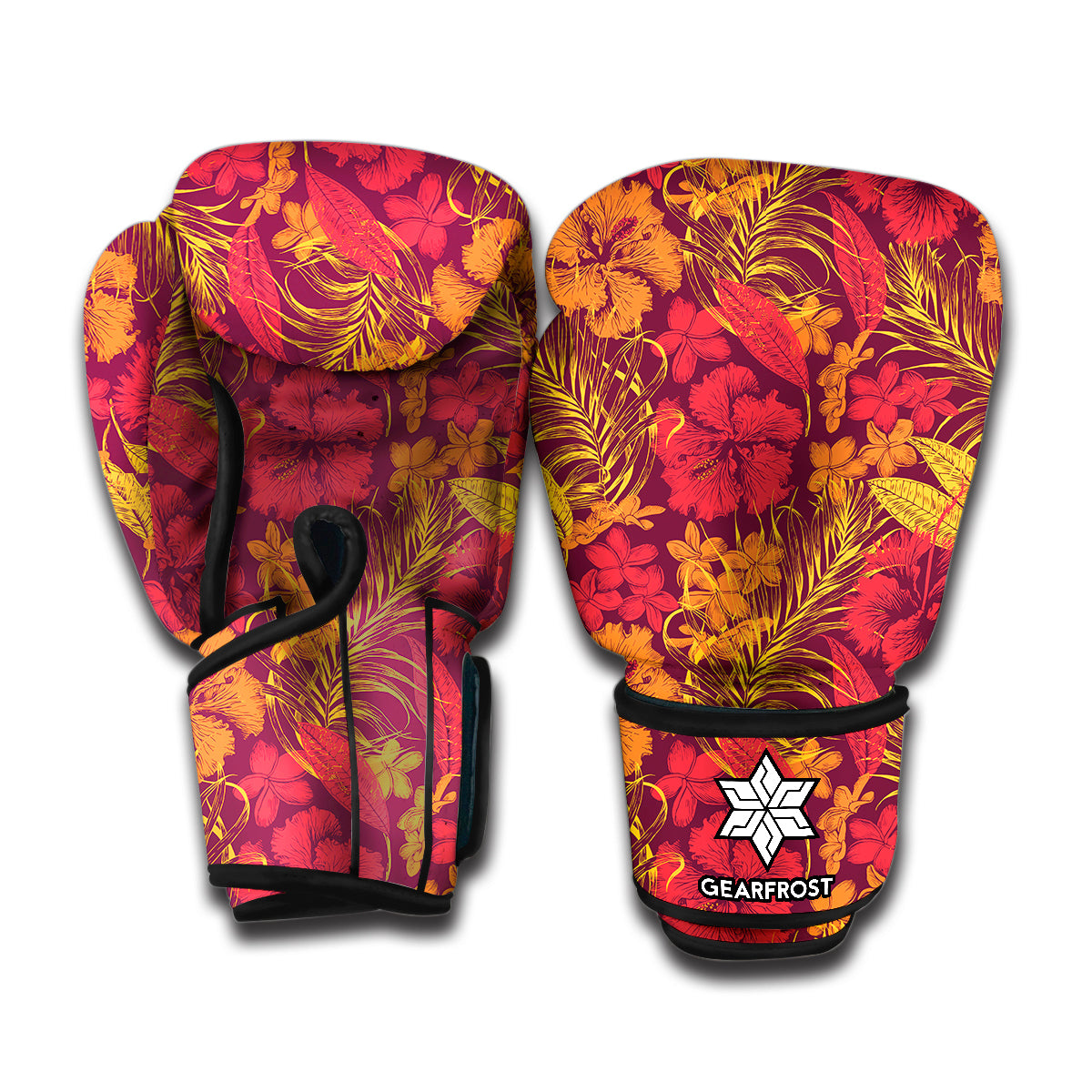 Retro Hawaiian Tropical Floral Print Boxing Gloves