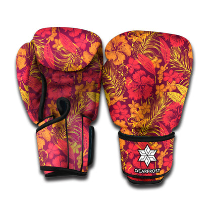 Retro Hawaiian Tropical Floral Print Boxing Gloves