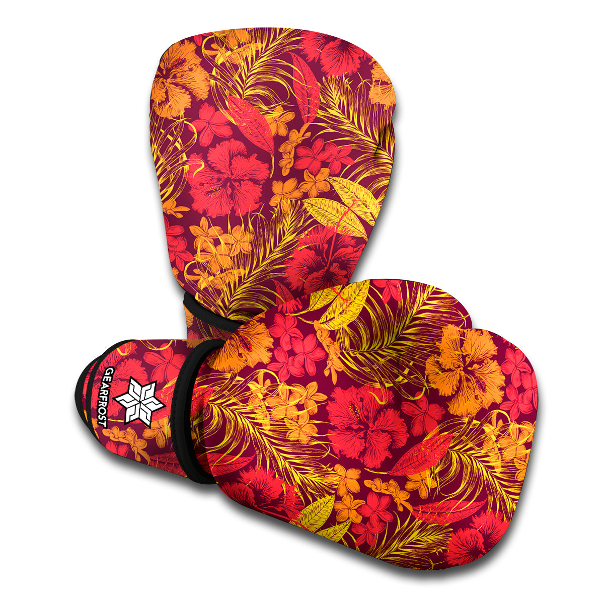 Retro Hawaiian Tropical Floral Print Boxing Gloves