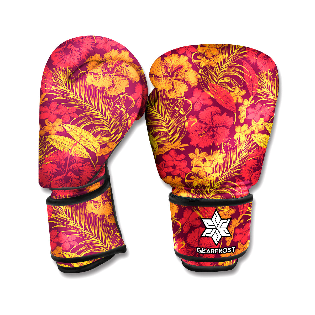 Retro Hawaiian Tropical Floral Print Boxing Gloves