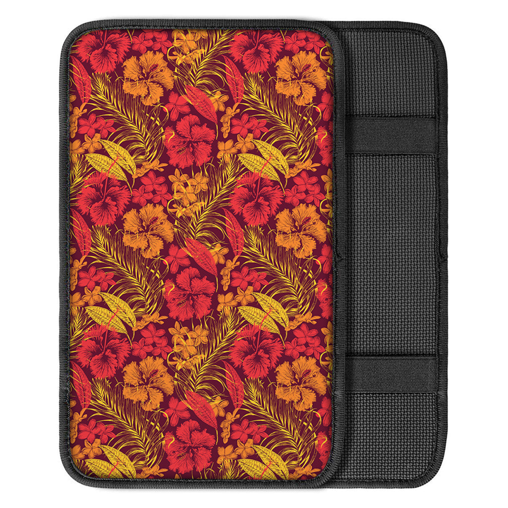 Retro Hawaiian Tropical Floral Print Car Center Console Cover