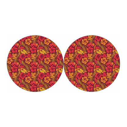 Retro Hawaiian Tropical Floral Print Car Coasters