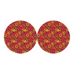 Retro Hawaiian Tropical Floral Print Car Coasters
