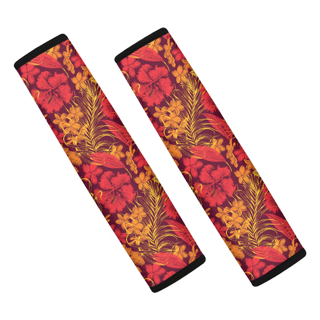 Retro Hawaiian Tropical Floral Print Car Seat Belt Covers