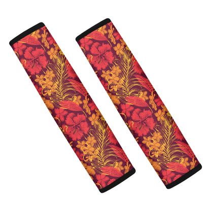 Retro Hawaiian Tropical Floral Print Car Seat Belt Covers