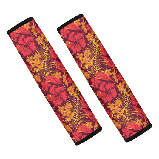 Retro Hawaiian Tropical Floral Print Car Seat Belt Covers