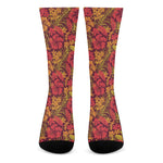 Retro Hawaiian Tropical Floral Print Crew Socks