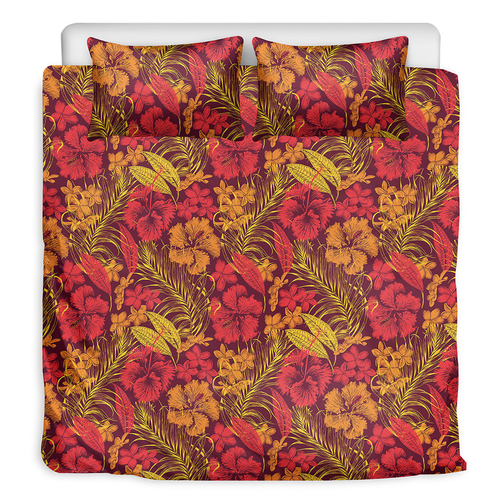 Retro Hawaiian Tropical Floral Print Duvet Cover Bedding Set