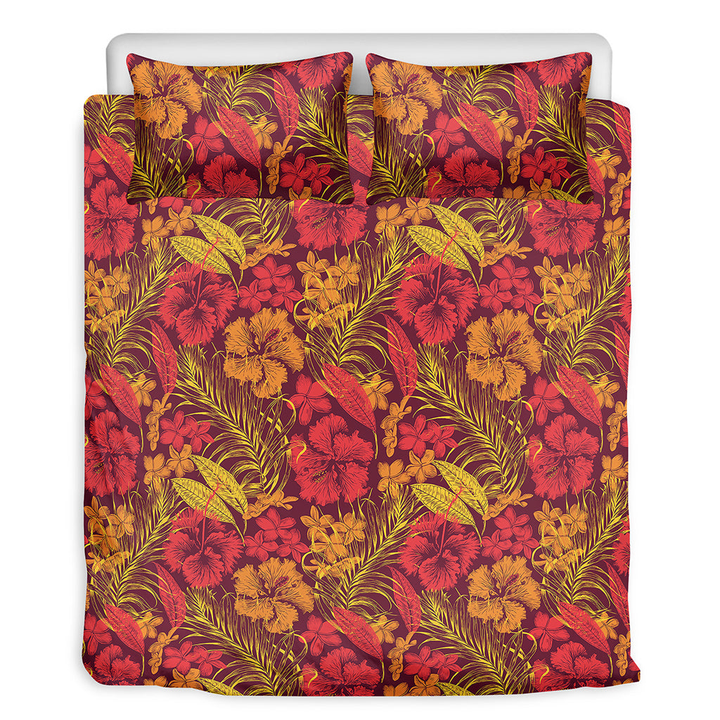 Retro Hawaiian Tropical Floral Print Duvet Cover Bedding Set