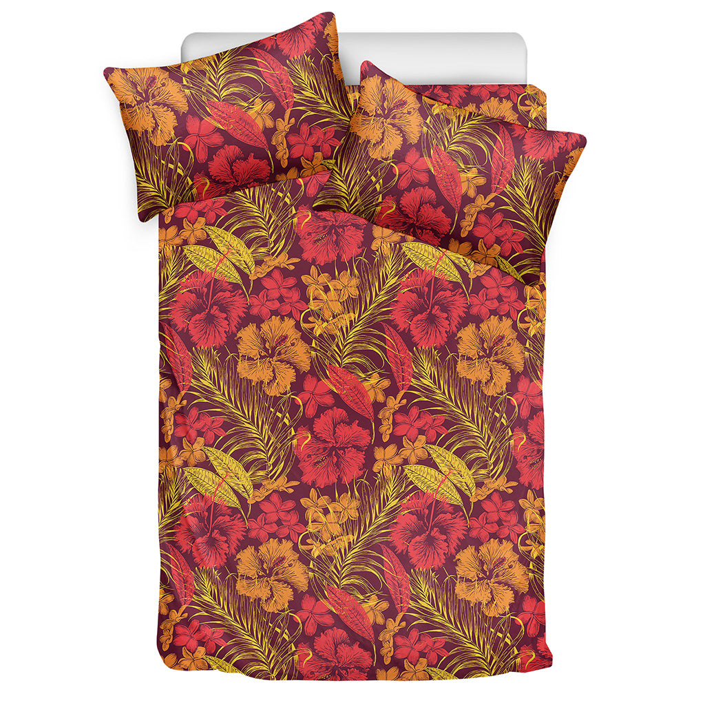 Retro Hawaiian Tropical Floral Print Duvet Cover Bedding Set