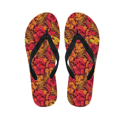 Retro Hawaiian Tropical Floral Print Flip Flops