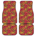 Retro Hawaiian Tropical Floral Print Front and Back Car Floor Mats