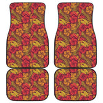 Retro Hawaiian Tropical Floral Print Front and Back Car Floor Mats