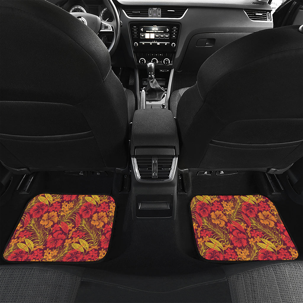 Retro Hawaiian Tropical Floral Print Front and Back Car Floor Mats