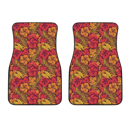 Retro Hawaiian Tropical Floral Print Front Car Floor Mats