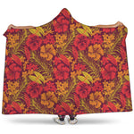 Retro Hawaiian Tropical Floral Print Hooded Blanket