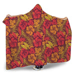 Retro Hawaiian Tropical Floral Print Hooded Blanket