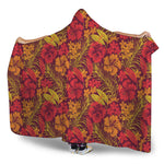 Retro Hawaiian Tropical Floral Print Hooded Blanket