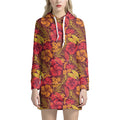 Retro Hawaiian Tropical Floral Print Pullover Hoodie Dress