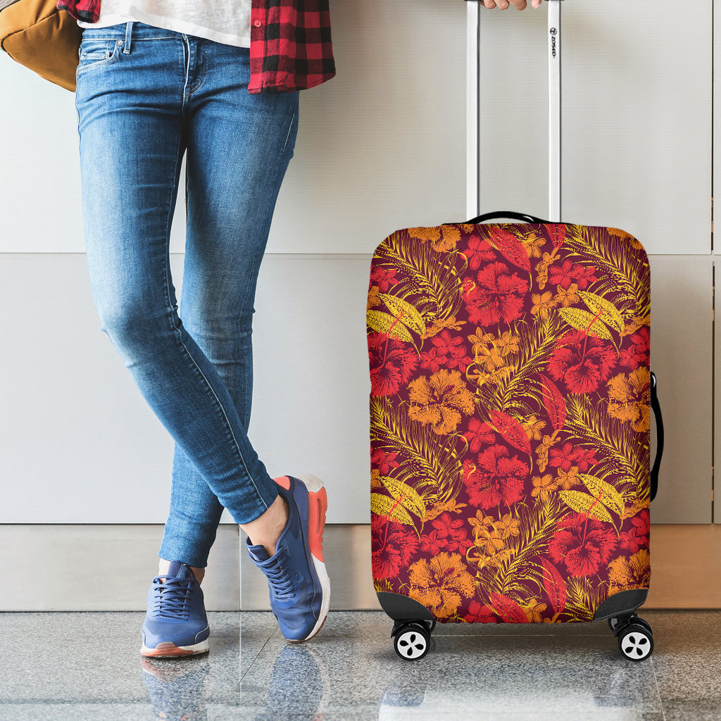 Retro Hawaiian Tropical Floral Print Luggage Cover