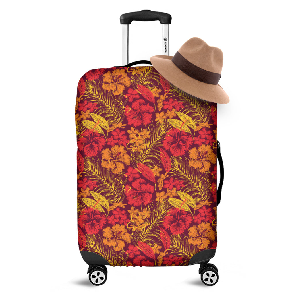 Retro Hawaiian Tropical Floral Print Luggage Cover