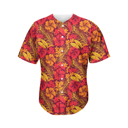 Retro Hawaiian Tropical Floral Print Men's Baseball Jersey