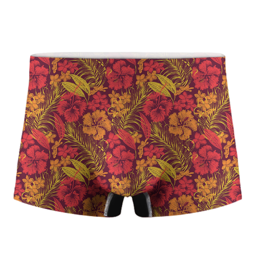 Retro Hawaiian Tropical Floral Print Men's Boxer Briefs