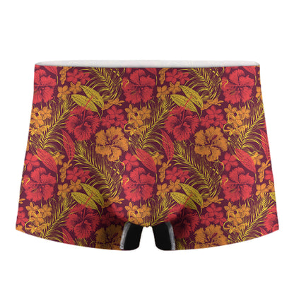 Retro Hawaiian Tropical Floral Print Men's Boxer Briefs