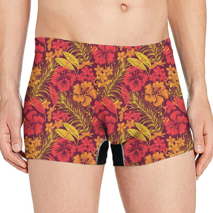 Retro Hawaiian Tropical Floral Print Men's Boxer Briefs