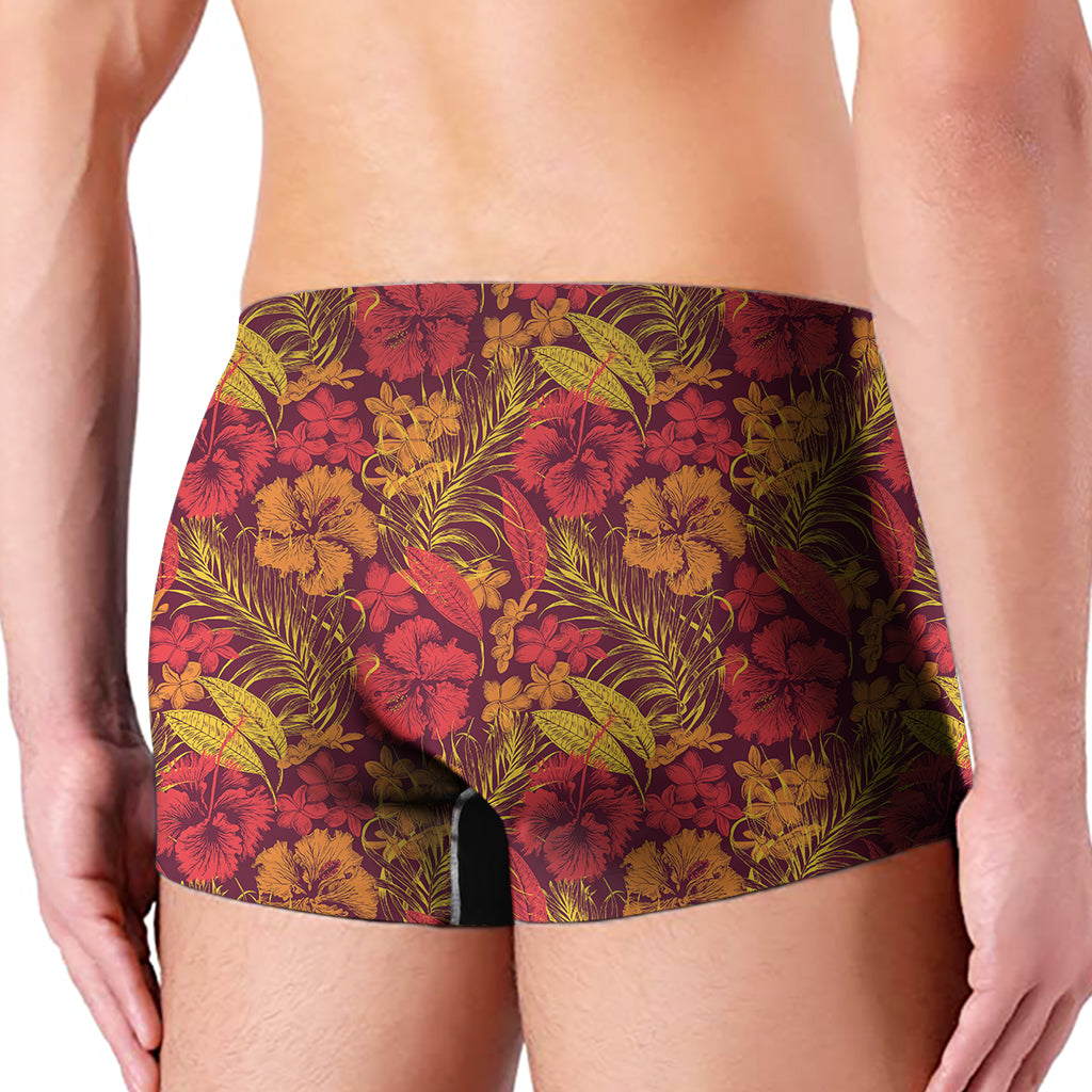 Retro Hawaiian Tropical Floral Print Men's Boxer Briefs
