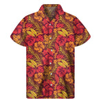 Retro Hawaiian Tropical Floral Print Men's Short Sleeve Shirt