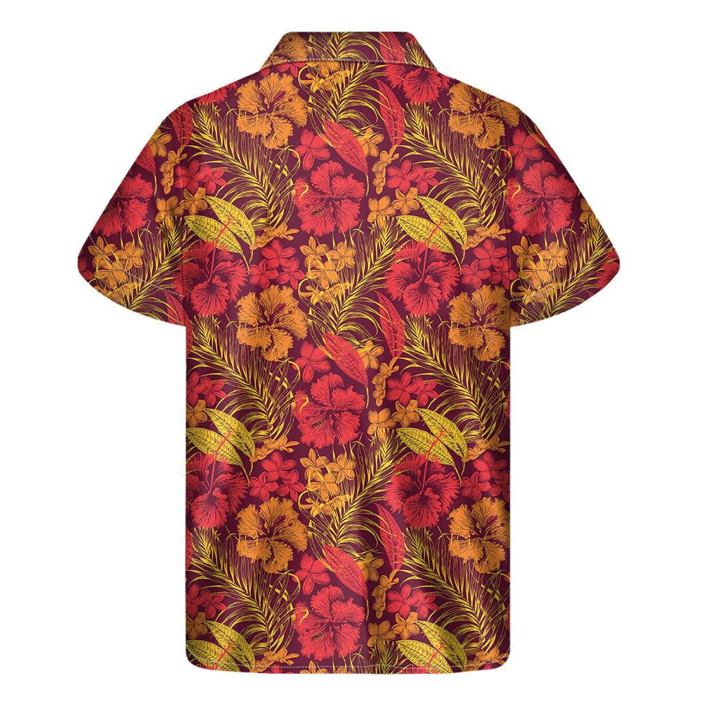 Retro Hawaiian Tropical Floral Print Men's Short Sleeve Shirt