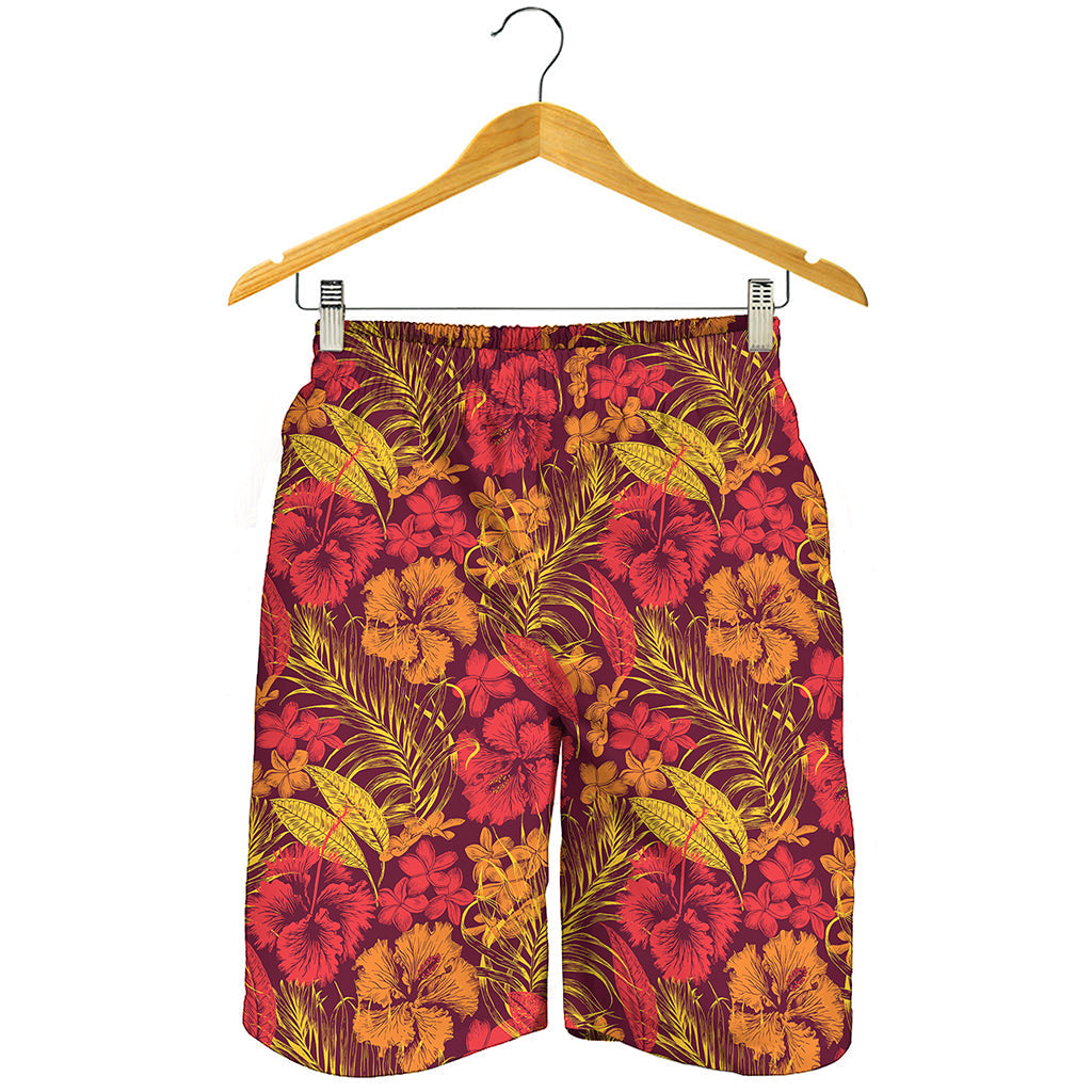 Retro Hawaiian Tropical Floral Print Men's Shorts