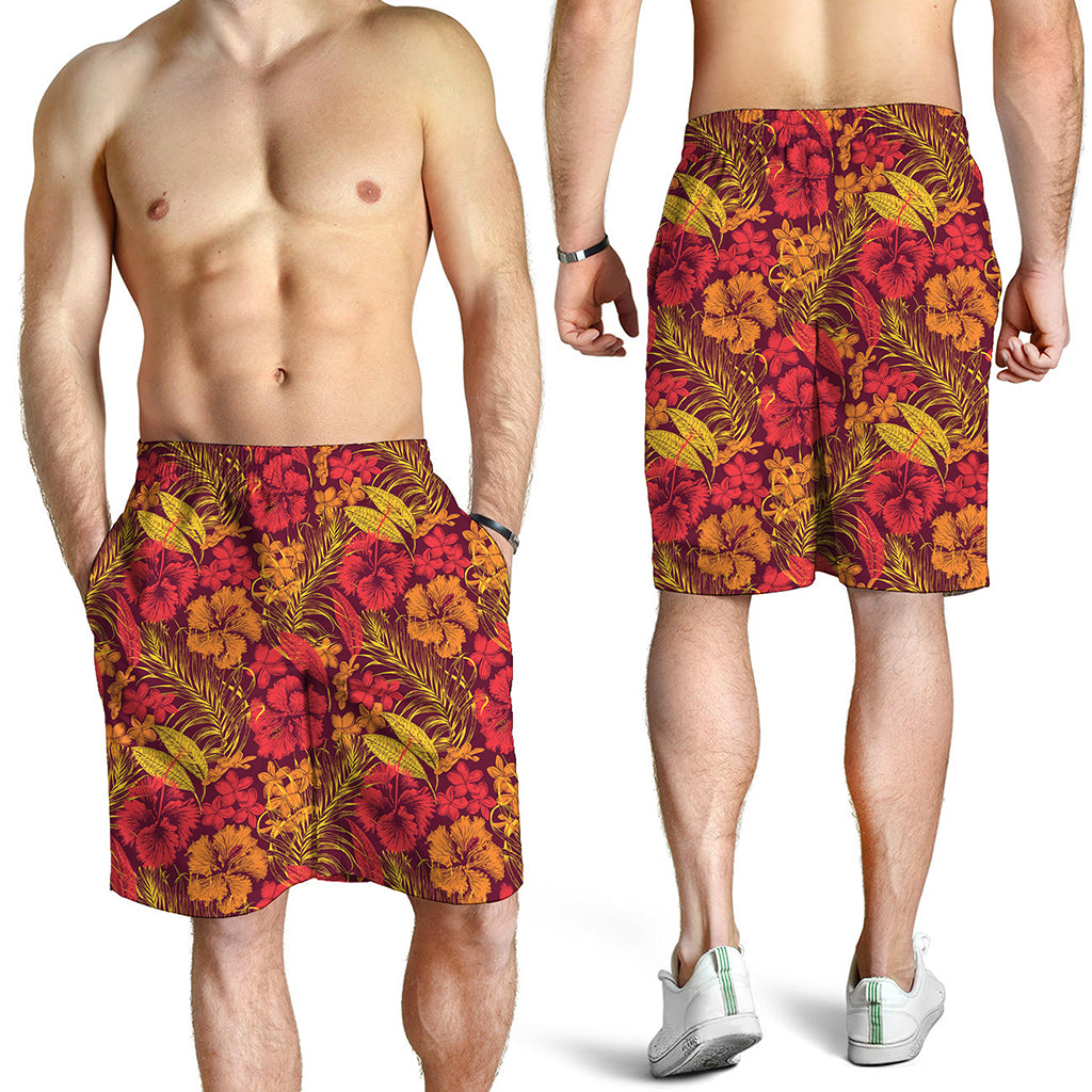 Retro Hawaiian Tropical Floral Print Men's Shorts